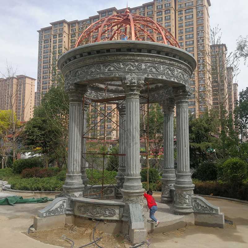 景觀涼亭廠家，園林小區(qū)景觀亭子，大理石石材涼亭
