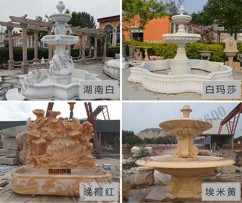 大理石景觀噴泉材質(zhì)，石雕噴泉工廠，定制大理石景觀噴泉